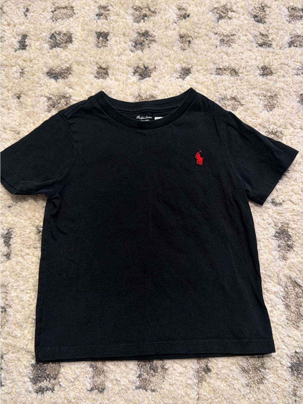 Ralph Lauren Black Tee with Red Pony Logo - Kids
